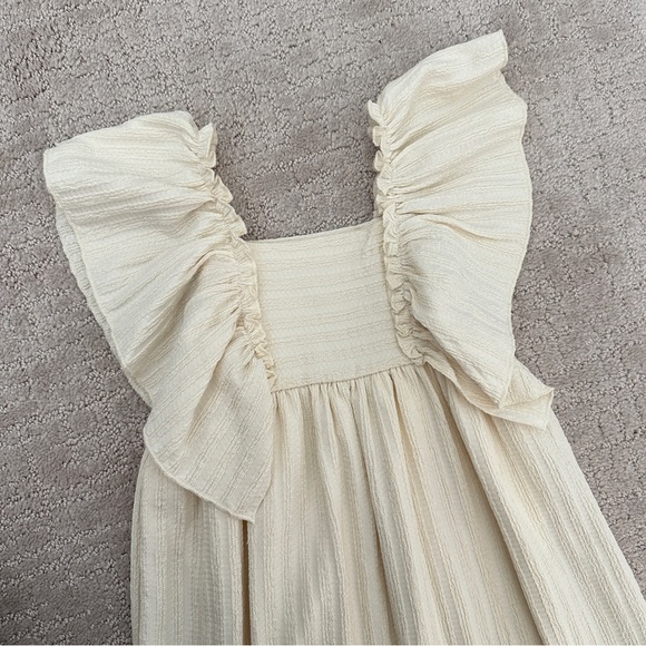 ZARA Flutter Sleeve Cream Dress - Picture 4 of 4
